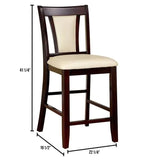 ZNTS Contemporary Set of 2 Counter Height Chairs Dark Cherry And Ivory Solid wood Chair Padded B01182193