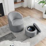 ZNTS [Video] Welike Swivel barrel chair, living room swivel chair with round storage chair, 360 &deg; swivel W83489919