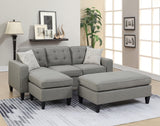 ZNTS Reversible 3pc Sectional Sofa Set Light Grey Tufted Polyfiber Wood Legs Chaise Sofa Ottoman Pillows B01149072