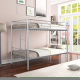 ZNTS Metal Twin over Twin Bunk Bed/ Heavy-duty Sturdy Metal/ Noise Reduced Design/ Safety Guardrail/ 2 W42753012