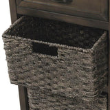 ZNTS TREXM Rustic Storage Cabinet with Two Drawers and Four Classic Rattan Basket for Dining/Living WF193442AAD