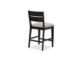 ZNTS Contemporary 2pc Counter Height Dining Side Chair Upholstered Seat Ladder Back Dark Frame Gray B011140214