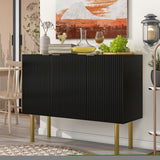 ZNTS TREXM Modern Simple Luxury Style Sideboard Particle Board MDF Board Cabinet with Gold Metal Legs WF295369AAB