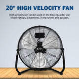 ZNTS Simple Deluxe 20 Inch 3-Speed High Velocity Heavy Duty Metal Industrial Floor Fans Quiet for Home, W113442935