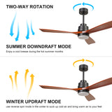 ZNTS 52 inch wood Ceiling Fan with Lights W1891124514