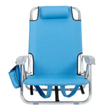 ZNTS 63*65*82cm Short Oxford Cloth Silver White Aluminum Tube Bearing 100kg Beach Chair Blue 06110032