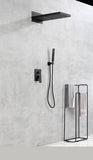ZNTS Shower System,Waterfall Rainfall Shower Head with Handheld, Shower Faucet Set for Bathroom Wall TH-78110-MB