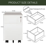 ZNTS 2 Drawer Mobile File Cabinet with Lock Metal Filing Cabinet for Legal/Letter/A4/F4 Size, Fully W141172170