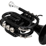 ZNTS Brass Bb Pocket Trumpet Mini Trumpet with 7C Mouthpiece Black 29073458