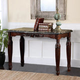 ZNTS Traditional Espresso Solid wood Sofa Table Faux Marble Top Intricate design Living Room Furniture B01151377