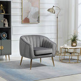 ZNTS Velvet Accent Chair with Ottoman, Modern Tufted Barrel Chair Ottoman Set for Living Room Bedroom, W133360796