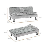 ZNTS BEIGE LOVE SEAT SOFA BED WITH CUP HOLDER W58841584