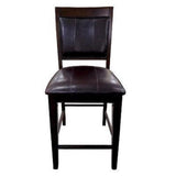 ZNTS Farmhouse Style 2pc Dark Brown Espresso PU Counter Height Chair Bar Stool Footrest Faux Leather B011P148066