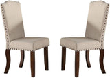 ZNTS Classic Cream Upholstered Cushion Chairs Set of 2pc Dining Chair Nailheads Solid wood Legs Dining HSESF00F1546