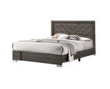 ZNTS Contemporary Grey Finish Unique King Size Bed 1pc Bedroom Furniture Unique Lines Headboard Wooden B011P155468