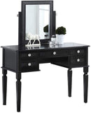 ZNTS Bedroom Vanity Set Stool Storage Drawers Mirror Black Color Modern Gorgeous Furniture MDF Rubber HS00F4180-ID-AHD