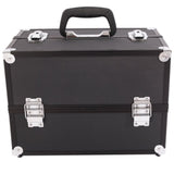 ZNTS SM-2083 Aluminum Alloy Makeup Train Case Jewelry Box Organizer Black 14313615