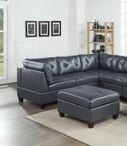 ZNTS Contemporary Genuine Leather 1pc Ottoman Black Color Tufted Seat Living Room Furniture B01156171