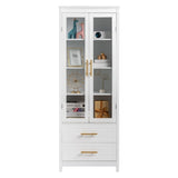 ZNTS FCH MDF Spray Paint 2 Glass Doors 2 Pumping Bathroom Cabinet White 40982638