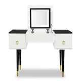 ZNTS 43.3" Modern Vanity Table Set with Flip-top Mirror and LED Light, Dressing Table with Customizable WF305842AAA