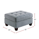 ZNTS Linen-Like Fabric Upholstered Cocktail Ottoman in Grey B01682368