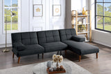 ZNTS Black Polyfiber 1pc Adjustable Tufted Sofa Living Room Solid wood Legs Plush Couch HS00F8519-ID-AHD