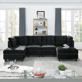 ZNTS Ottoman for Modular Sectional,Black Velvet W48734863