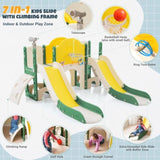 ZNTS Kids Slide Playset Structure 7 in 1, Freestanding Spaceship Set with Slide, Arch Tunnel, Ring Toss PP322884AAL