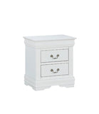 ZNTS 1pc White Finish Two Drawers Louis Philip Nightstand Solid Wood Contemporary & Simple Style B01181968