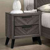 ZNTS Contemporary Gray Color 1pc Nightstand Bedroom Furniture Solid wood Chevron Pattern 2-Drawers B011P152646