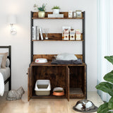 ZNTS Large Cat Litter Box Enclosure Shelf Storage, Hidden Cat Washroom Furniture, Wooden Cat House W578125520