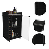 ZNTS Savannah 6-Bottle 3-Shelf Bar Cart Black Wengue B06280468