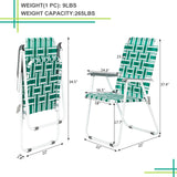 ZNTS 2pcs Steel Tube PP Webbing Bearing 120kg Folding Beach Chair Light Green Strip 45975453