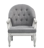 ZNTS ACME Florian Chair, Gray Fabric & Antique White Finish LV02121