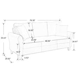 ZNTS Modern Velvet Couch with 2 Pillow, 78 Inch Width Living Room Furniture, 3 Seater Sofa with Plastic W142061913
