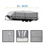 ZNTS 21-24ft 600D Oxford Fabric High Quality Waterproof Boat Cover with Storage Bag Gray 21056198
