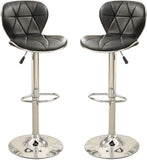 ZNTS Black Faux Leather Stool Counter Height Chairs Set of 2 Adjustable Height Kitchen Island Stools Gas B01149734