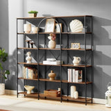 ZNTS 6 Tier Bookcase Home Office Open Bookshelf, Vintage Industrial Style Shelf with Metal Frame, MDF WF321311AAT
