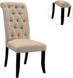 ZNTS Dining Room Furniture Contemporary Rustic Style Beige Fabric Upholstered Tufted Set of 2 Chairs HS11CM3564SC-ID-AHD
