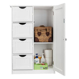 ZNTS Single Door Bathroom Storage Cabinet with 4 Drawers White 80099521