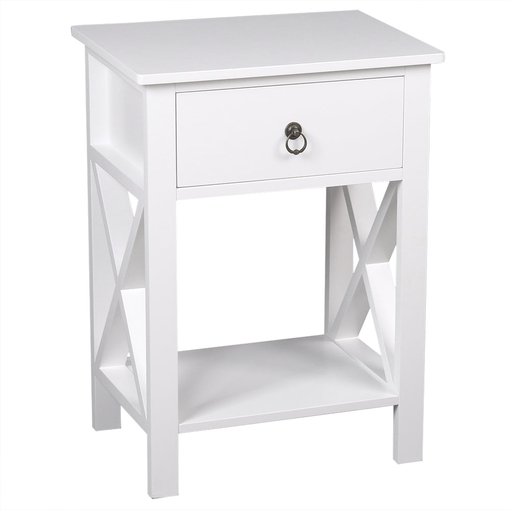 ZNTS Nightstand Modern End Table, Side Table with 1 Drawer and Storage Shelf, White 35743905