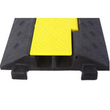 ZNTS Cable Protector Ramp, 2 Channels Speed Bump Hump, Rubber Modular Speed Bump Rated 11000 LBS Load W465121322