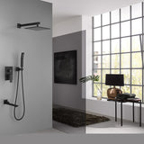 ZNTS Shower System 10 Inch Square Bathroom Luxury Rain Mixer Shower Combo Set TH6203MB