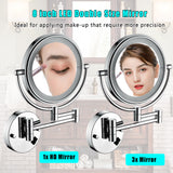 ZNTS 8 Inch LED Wall Mount Two-Sided Magnifying Makeup Vanity Mirror 12 Inch Extension Chrome Finish 9301CP