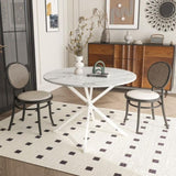 ZNTS 42.13'' Modern Cross Leg Round Dining Table, White Marble Top Occasional Table, Two Piece Removable W757140952