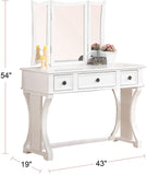 ZNTS Unique Modern Bedroom Vanity Set w Stool Foldable Mirror Drawers White Color MDF Veneer 1pc Vanity B011111843