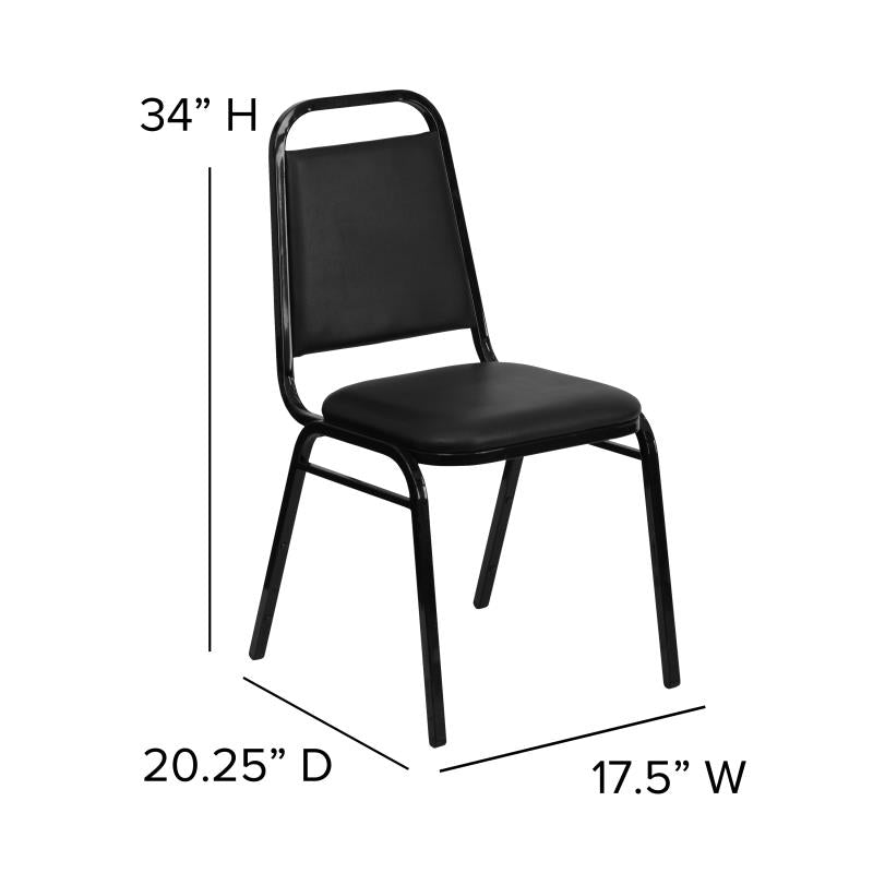 ZNTS HERCULES Series Trapezoidal Back Stacking Banquet Chair in Black Vinyl - Black Frame B06990395