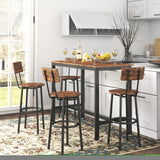 ZNTS Bar Table Set with 4 Bar stools with backrest, Rustic Brown, 47.24'' L x 23.62'' W x 35.43'' H. W116260810