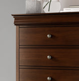 ZNTS Louis Philippe Style 1pc Chest of Drawers Brown Cherry Finish Okume Veneer Bedroom Furniture B01146480