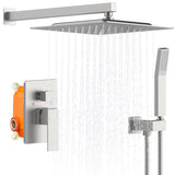 ZNTS Shower System Shower Faucet Combo Set Wall Mounted with 12" Rainfall Shower Head and handheld shower 19881778